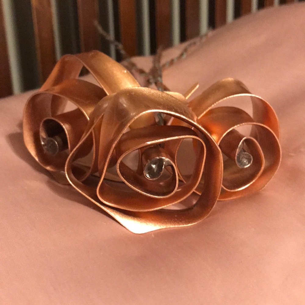 Set of 3 handmade copper & metal roses.